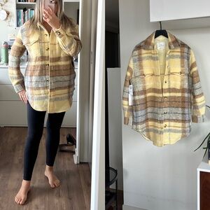 BNWT Aritzia Wilfred Free The Gana Shirt/Jacket Long Cream/ Brown 
Sz XS